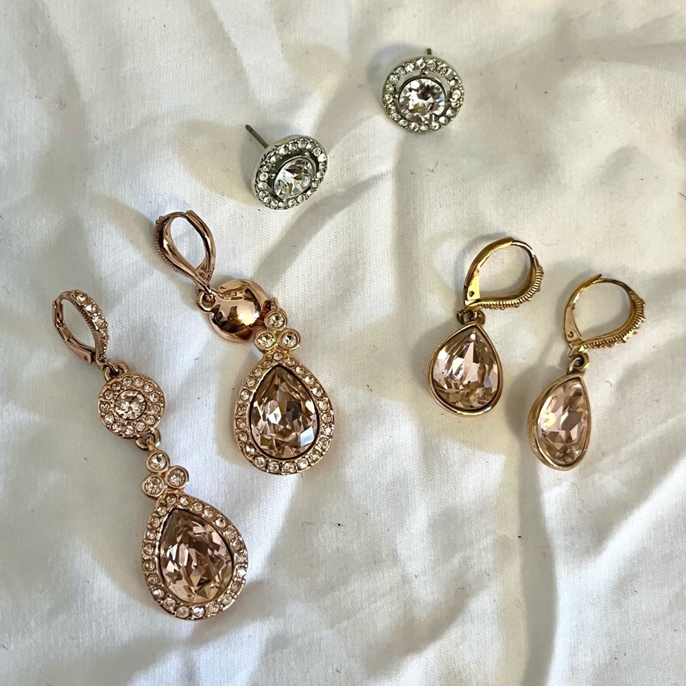 Crystal Element Double Drop Earrings and Studs from Givenchy